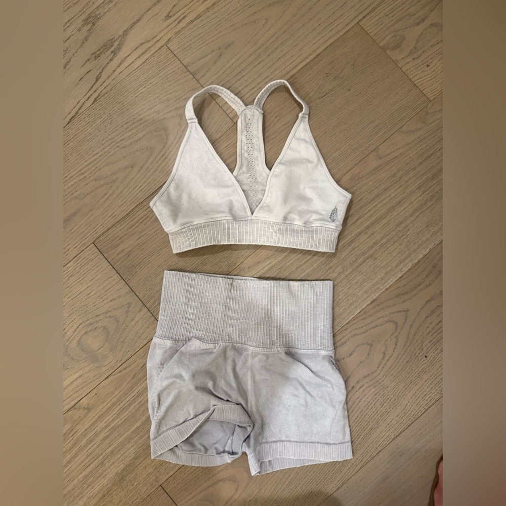 Free people Women's ice grey Sports Bra and Shorts Set